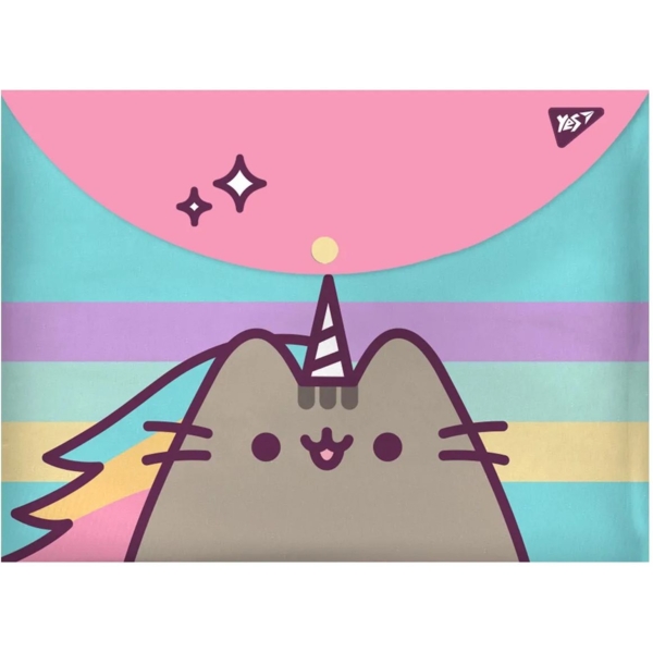 Папка-конверт YES Pusheen А4 на кнопке (491782) - Pampik