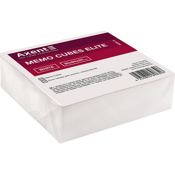 Папір для нотаток Axent Elite White непроклеєний 90х90х20 мм 210 аркушів - Pampik