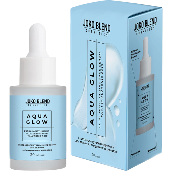 Сироватка для обличчя Joko Blend Aqua Glow екстразволожувальна з гіалуроном 30 мл - Pampik