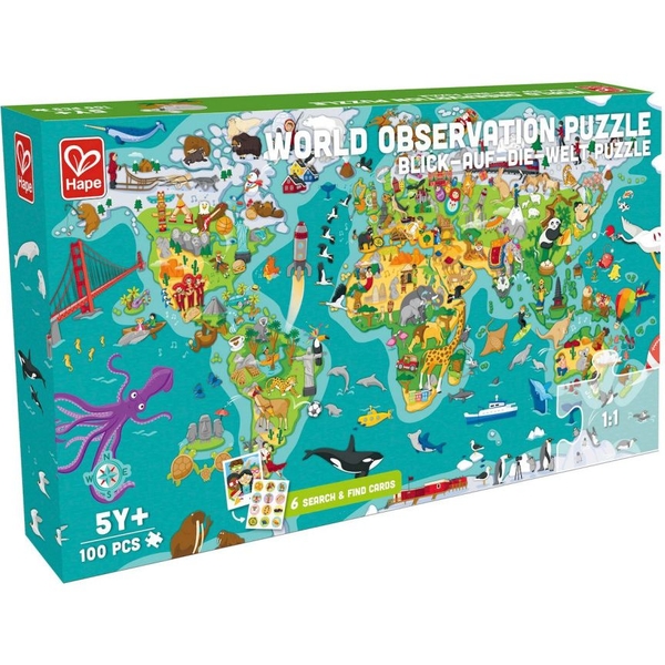 Пазл-гра Hape Карта світу 100 елементів (E1626) - Pampik