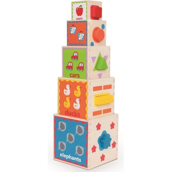 Дерев’яні кубики піраміди з сортером Hape (E0413) - Pampik