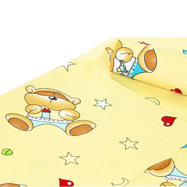 Багаторазова класична пелюшка Еко Пупс Ведмежа з місяцем 105х90 см жовта - Pampik - 2