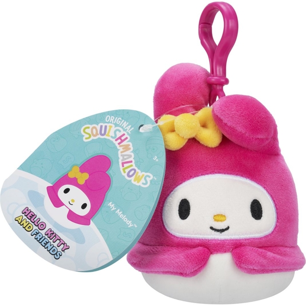 Мягкая игрушка-брелок Squishmallows Hello Kitty Моя Мелоди на клипсе, 9 см (SQSN00271) - Pampik - 3