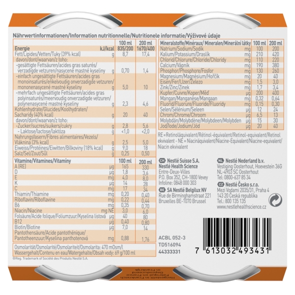 Ентеральне харчування Nestle Health Science Resource 2.0+Fibre із нейтральним смаком, 4 шт. по 200 мл - Pampik - 10