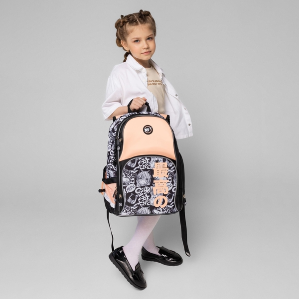 Рюкзак школьный Yes S-100 Anime полукаркасный, черный с персиковым (559579) - Pampik - 14