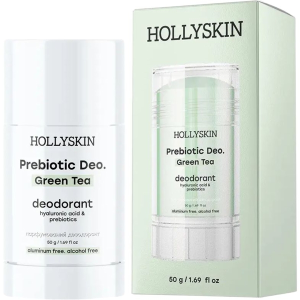 Парфумований дезодорант Hollyskin Prebiotic Deo. Green Tea, 50 г - Pampik
