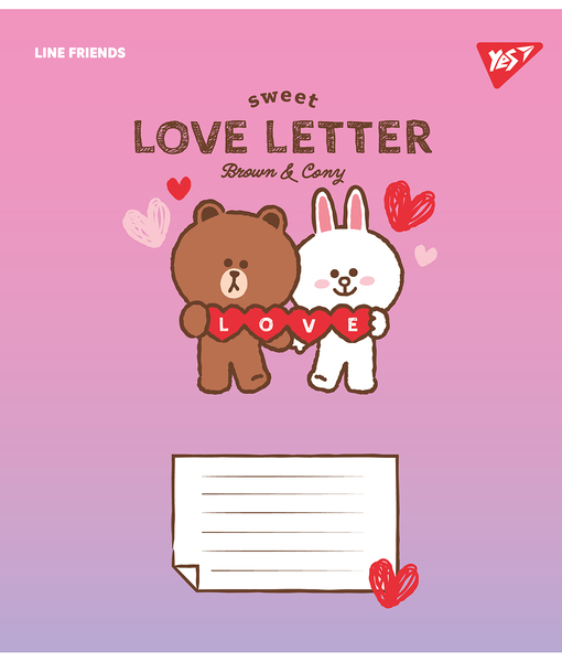 Набор тетрадей Yes Line Friends. Love letter А5, в косуюю линию, 12 листов, 25 шт. (766934) - Pampik - 4