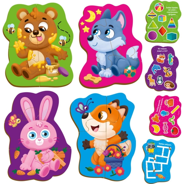 Пазли картонні з грою Vladi Toys Малюк зможе Лісові звірі, 14 елементів (VT1722-26) - Pampik - 2