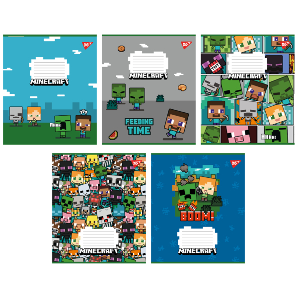 Набор тетрадей Yes Minecraft А5 в линейку 12 листов 25 шт. (766950) - Pampik