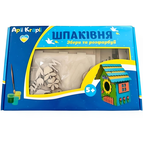 Набір для творчості Аплі Краплі Збери та розфарбуй Шпаківня №2 - Pampik