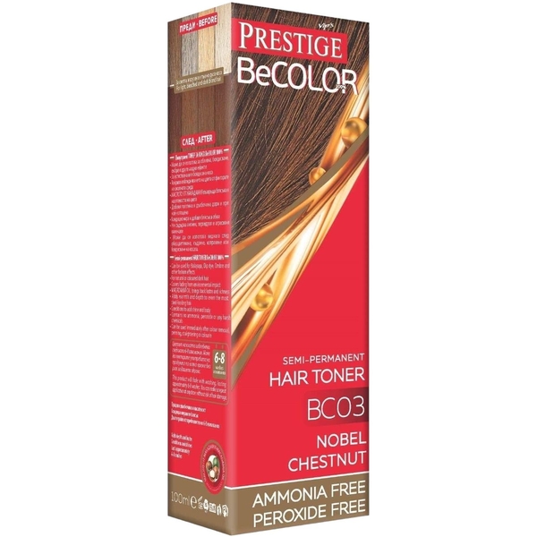 Тонувальний бальзам для волосся Vip's Prestige BeColor 100% відтінок BC 03 (Шляхетний горіх) 100 мл - Pampik