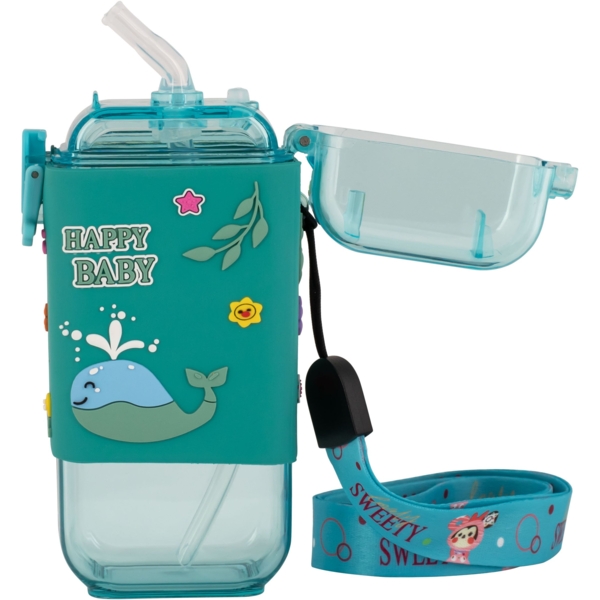Поїльник тритановий Baby Team з силіконовою трубочкою та ремінцем, 225 мл (5091) - Pampik