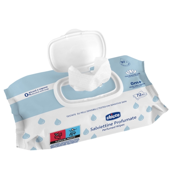 Вологі серветки Chicco з екстрактом лотоса, 72 шт. - Pampik - 2