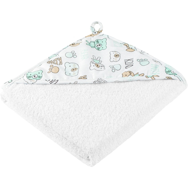 Уголок махровый Home line Тедди, белый с кофейным и ментоловым, 90х90 см (179691) - Pampik