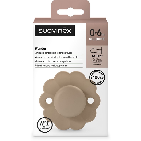 Пустушка фізіологічна Suavinex Wonder, силіконова, 0-6 місяців, бежевий (308372) - Pampik - 3
