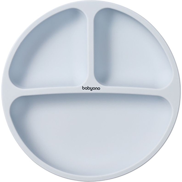 Тарілка силіконова BabyOno на три секції, з присоскою, синій (1482/01) - Pampik