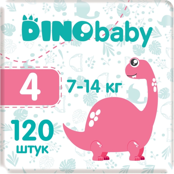 Набір підгузків на липучках Dino Baby 4 (7-14 кг), 120 шт. (3 уп. по 40 шт.) - Pampik
