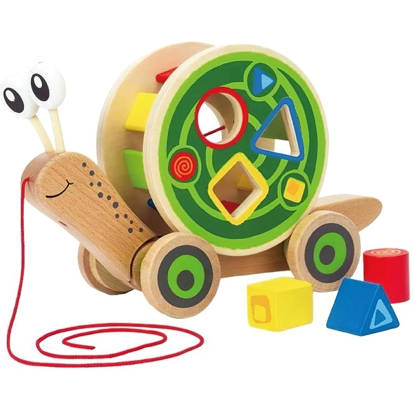 Дерев'яна каталка-сортер Hape Равлик (E0349) - Pampik