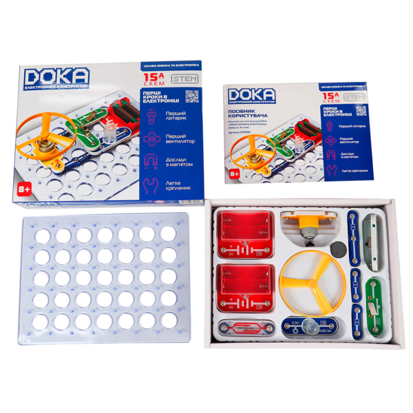 Конструктор электронный Doka Первые шаги в электронике Набор А, 15 схем - Pampik - 4