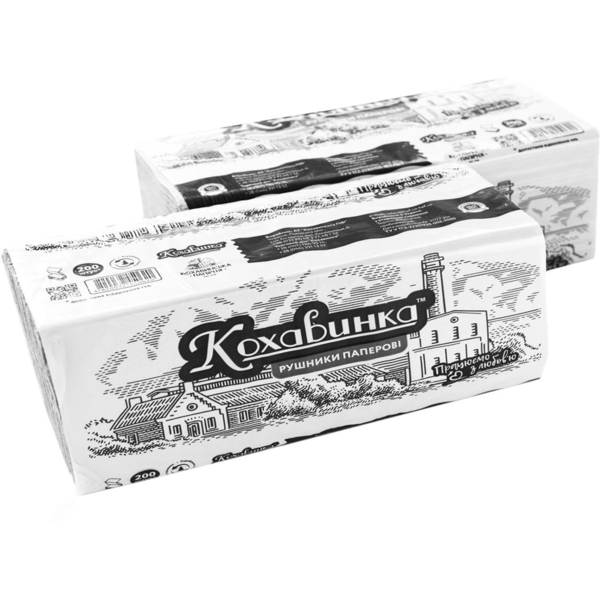 Паперові рушники Кохавинка одношарові, 200 аркушів, сірий - Pampik - 2