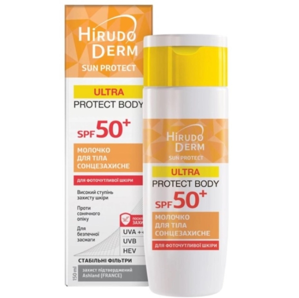 Солнцезащитное молочко для тела Біокон Hirudo Derm Sun Protect Ultra Protect Body SPF 50+150 мл - Pampik