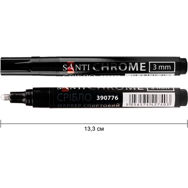 Маркер зеркальный Santi Chrome 3 мм серебро (390776) - Pampik