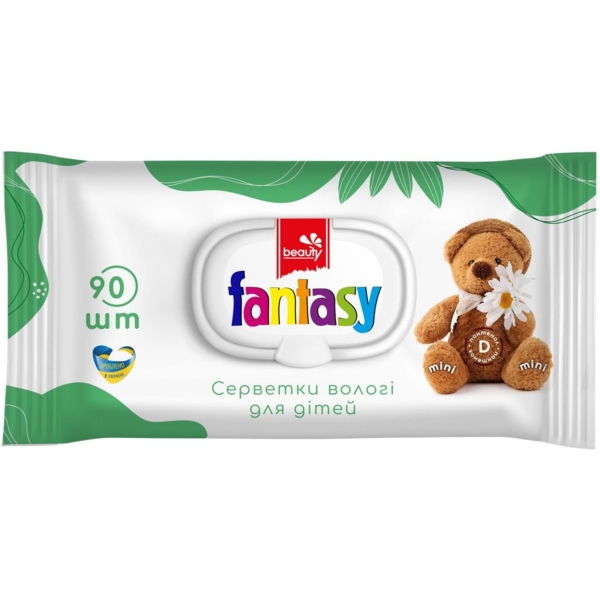 Серветки вологі Fantasy Mini з ромашкою та Д-пантенолом, 90 шт. - Pampik