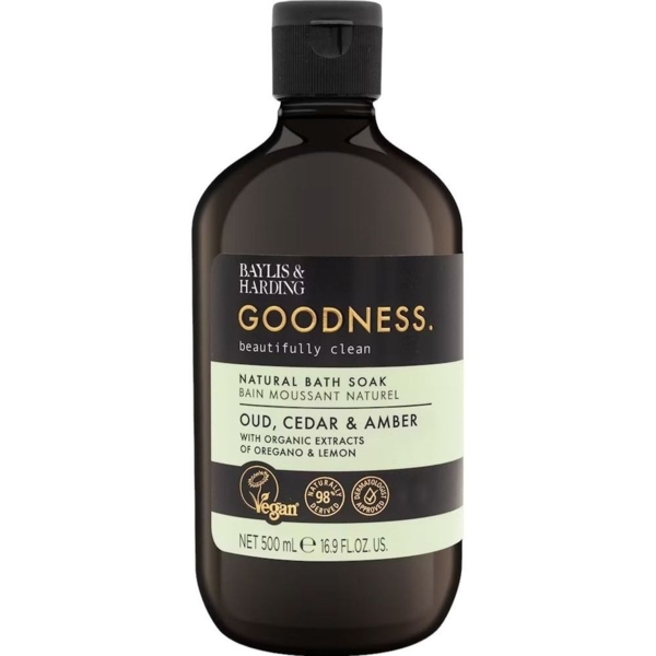 Пена для ванны Baylis & Harding Goodness Oud, Cedar & Amber, 500 мл - Pampik