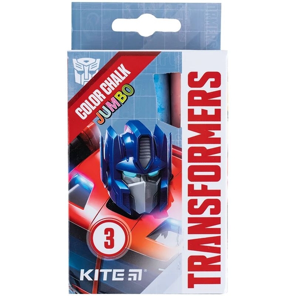Крейда кольорова Kite Jumbo Transformers 3 шт. (TF24-077) - Pampik