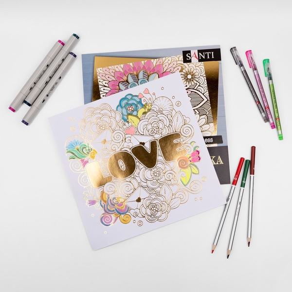 Раскраска антистресс Santi Happiness золота 24 листа (742950) - Pampik - 3