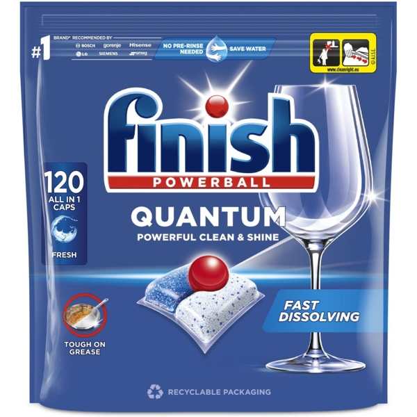 Капсули для посудомийних машин Finish Quantum All in 1, 120 шт. - Pampik