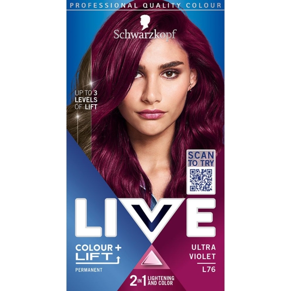 Стійка фарба для волосся Schwarzkopf Live Colour + Lift L76 Ultra Violet - Pampik - 2