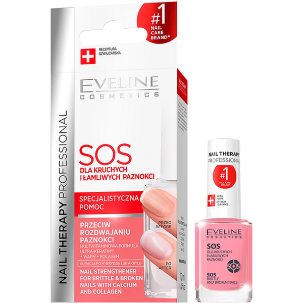 Укрепляющее средство для хрупких и ломких ногтей Eveline Cosmetics Nail Therapy Professional SOS 12 мл - Pampik