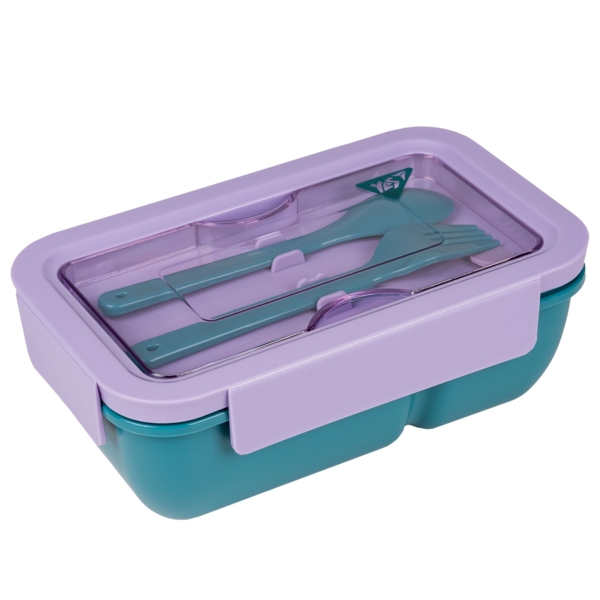 Ланч-бокс Yes Fusion з приладдям, фіолетово-зелений, 850 мл (708170) - Pampik