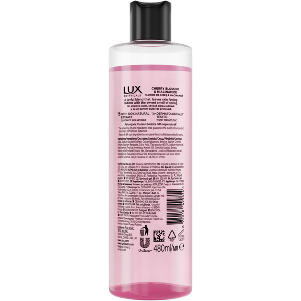 Гель для душа Lux Botanicals, Цвет вишни и Ниацинамид, 480 мл - Pampik - 2