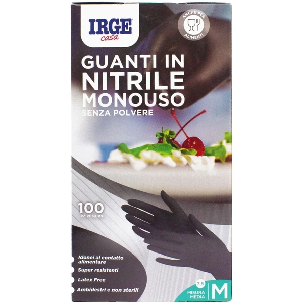Рукавиці одноразові Irge нітрилові чорні розмір M 100 шт - Pampik