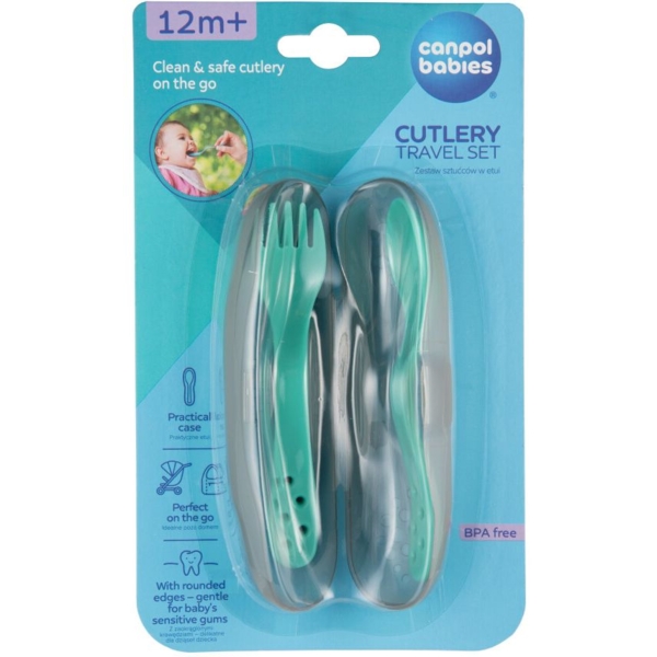 Набір столових приборів Canpol babies в футлярі бірюзовий (74/019_tur) - Pampik - 4