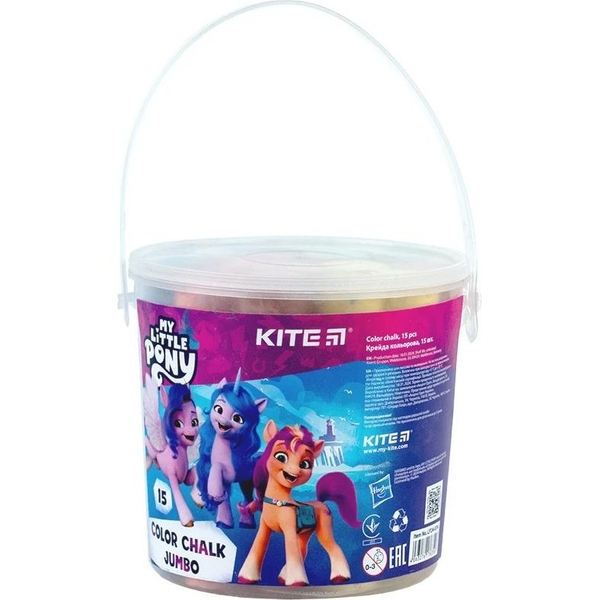 Крейда кольорова Kite Jumbo My Little Pony у відерці 15 шт. (LP24-074) - Pampik