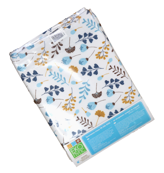 Пелюшка непромокальна Еко Пупс Eco Cotton Українські квіточки, 50х70 см, білий з синім (EPG10N-5070uf) - Pampik - 4
