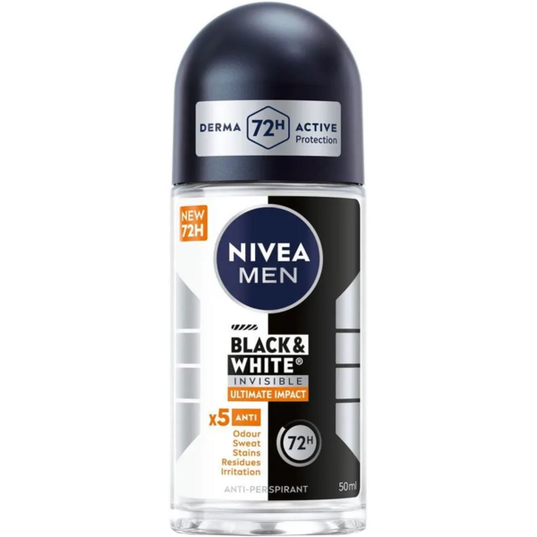 Антиперспірант Nivea Men Чорне та Біле Невидимий Ultimate Impact, кульковий, 50 мл - Pampik