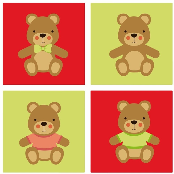 Набір для розпису по номерах Strateg Ведмежатка 30х30 см (ES-0830) - Pampik