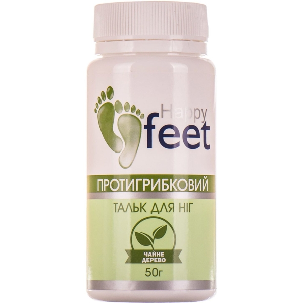 Тальк для ніг Happy Feet Протигрибковий з чайним деревом 50 г - Pampik
