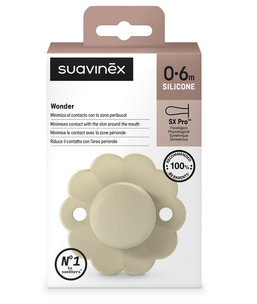 Пустушка фізіологічна Suavinex Wonder, силіконова, 0-6 місяців, світло-бежевий (308370) - Pampik - 3