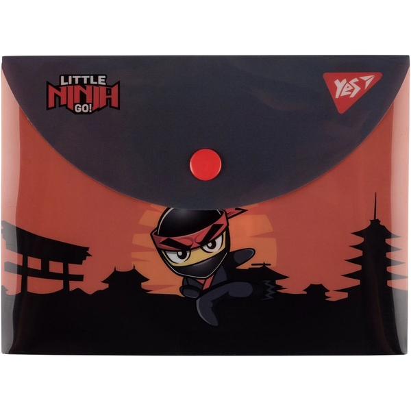 Папка-конверт Yes Ninja B7 на кнопке, оранжево-серый (492265) - Pampik