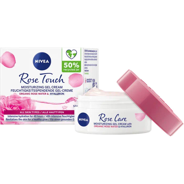 Увлажняющий гель-крем Nivea Rose Touch с розовой водой и гиалуроновой кислотой 50 мл - Pampik - 4