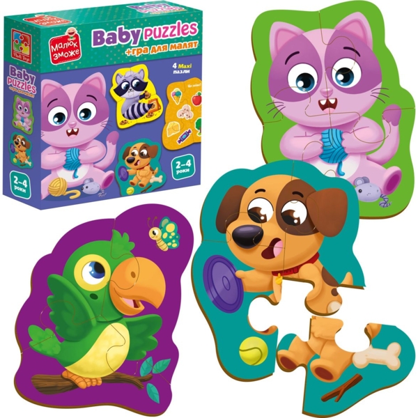 Пазли картонні з грою Vladi Toys Малюк зможе Хатні улюбленці, 15 елементів (VT1722-25) - Pampik - 3