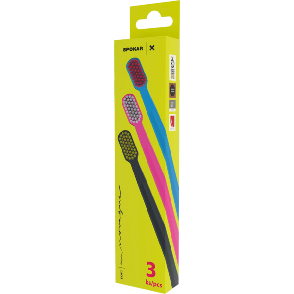 Набор зубных щеток Spokar 3429 X, мягкий, 3 шт, в ассортименте - Pampik