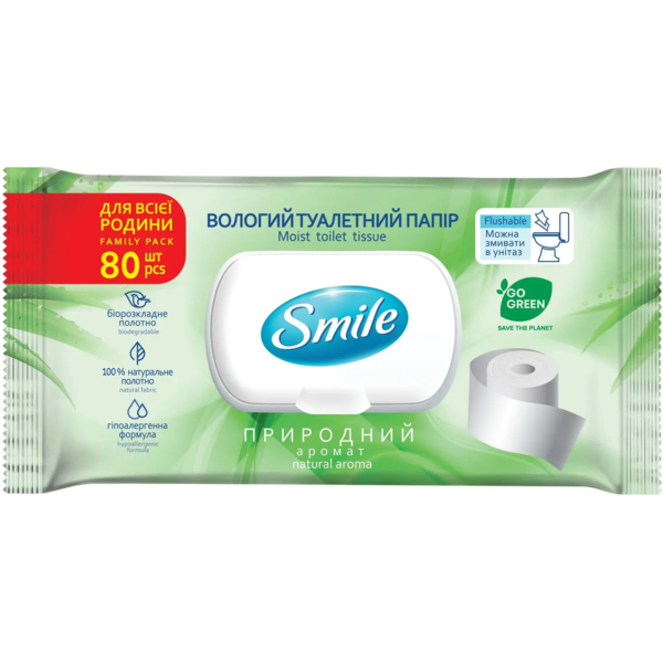 Влажная туалетная бумага Smile Family, 80 шт. - Pampik