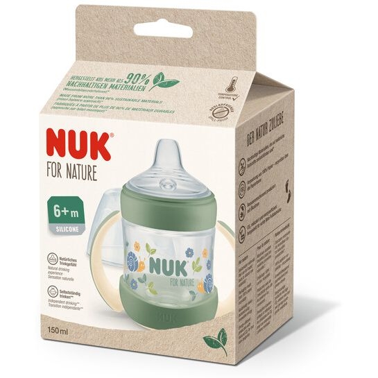 Бутылочка с ручками NukFor Nature силикон 150 мл зеленая (3952721) - Pampik - 2