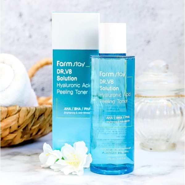 Тонер для лица FarmStay DR.V8 Solution Hyaluronic Acid Peeling Toner 210 мл - Pampik - 6